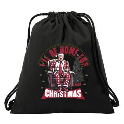 Trump ILl Be Home For Christmas Humorous Trump Christmas Drawstring Bag