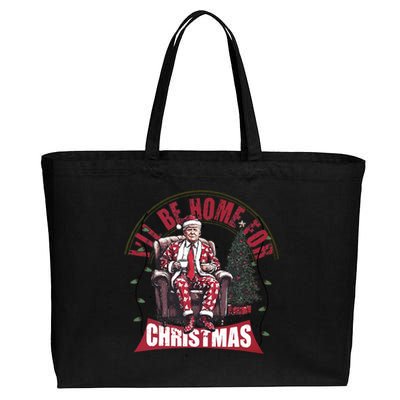 Trump ILl Be Home For Christmas Humorous Trump Christmas Cotton Canvas Jumbo Tote