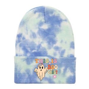 This Is Boo Sheet Ghost Groovy Floral Halloween Costume Gift Tie Dye 12in Knit Beanie