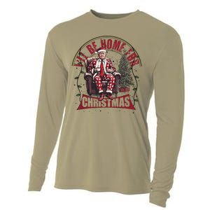 Trump ILl Be Home For Christmas Humorous Trump Christmas Cooling Performance Long Sleeve Crew