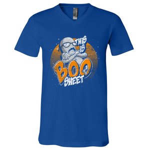 This Is Boo Sheet Funny Halloween Costume Ghost Gift V-Neck T-Shirt