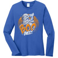 This Is Boo Sheet Funny Halloween Costume Ghost Gift Ladies Long Sleeve Shirt