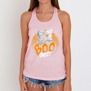 This Is Boo Sheet Funny Halloween Costume Ghost Gift Women's Knotted Racerback Tank