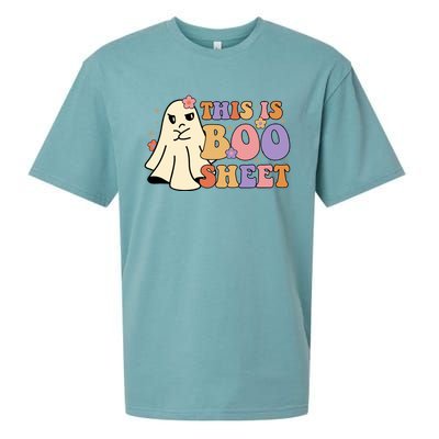 This Is Boo Sheet Ghost Groovy Halloween Costume Gift Sueded Cloud Jersey T-Shirt