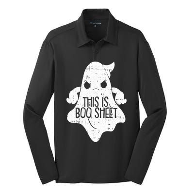 This Is Boo Sheet Lazy Halloween Costume Funny Ghost Pun Gift Silk Touch Performance Long Sleeve Polo