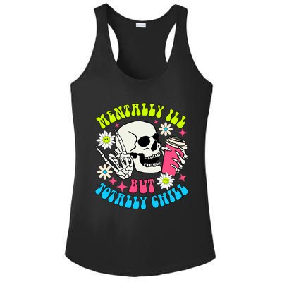 Tally I’Ll But Totally Chill Funny Halloween Skull Coffee Great Gift Ladies PosiCharge Competitor Racerback Tank