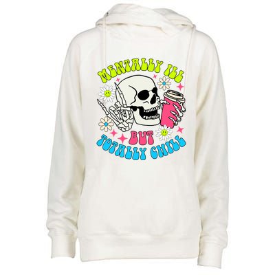 Tally I’Ll But Totally Chill Funny Halloween Skull Coffee Great Gift Womens Funnel Neck Pullover Hood