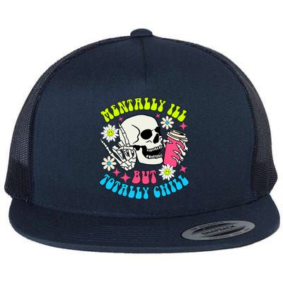 Tally I’Ll But Totally Chill Funny Halloween Skull Coffee Great Gift Flat Bill Trucker Hat