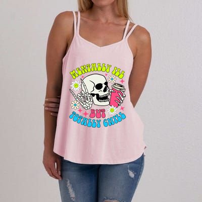 Tally I’Ll But Totally Chill Funny Halloween Skull Coffee Great Gift Women's Strappy Tank