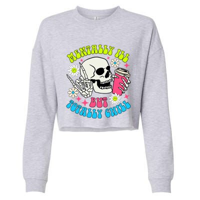 Tally I’Ll But Totally Chill Funny Halloween Skull Coffee Great Gift Cropped Pullover Crew