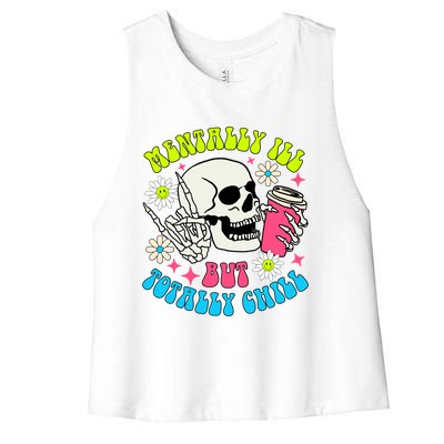 Tally I’Ll But Totally Chill Funny Halloween Skull Coffee Great Gift Women's Racerback Cropped Tank