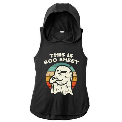 This Is Boo Sheet Ghost Retro Halloween Costume Ladies PosiCharge Tri-Blend Wicking Draft Hoodie Tank