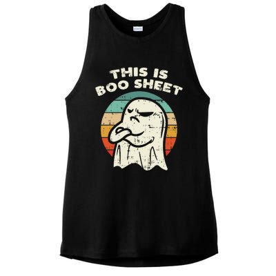 This Is Boo Sheet Ghost Retro Halloween Costume Ladies PosiCharge Tri-Blend Wicking Tank