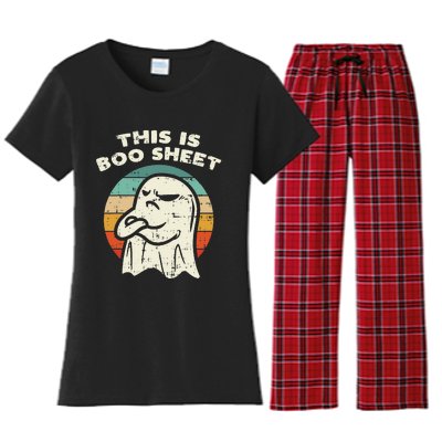 This Is Boo Sheet Ghost Retro Halloween Costume Women's Flannel Pajama Set