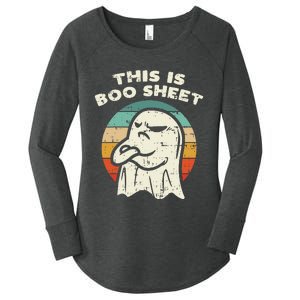 This Is Boo Sheet Ghost Retro Halloween Costume Women's Perfect Tri Tunic Long Sleeve Shirt