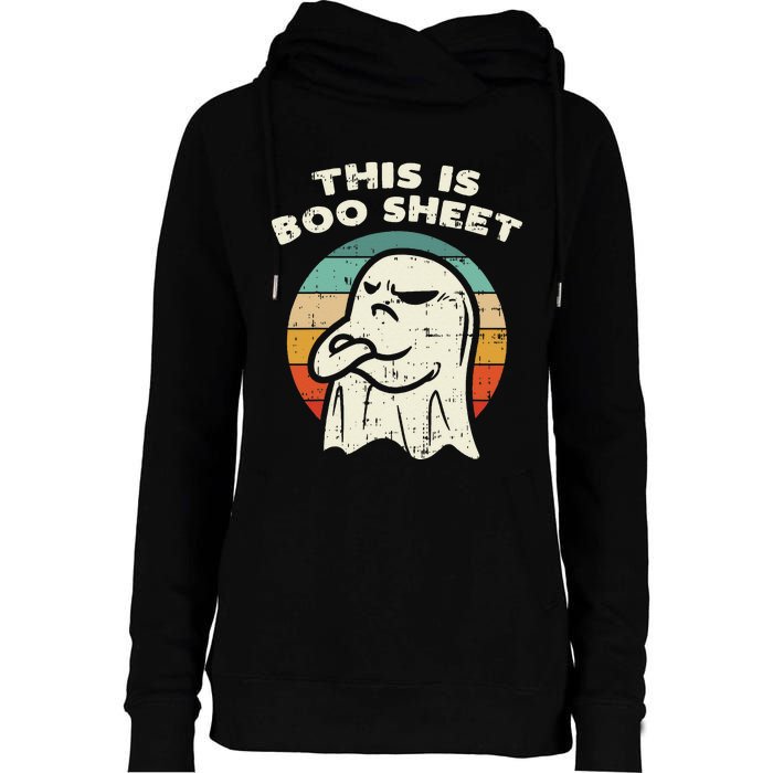 This Is Boo Sheet Ghost Retro Halloween Costume Womens Funnel Neck Pullover Hood