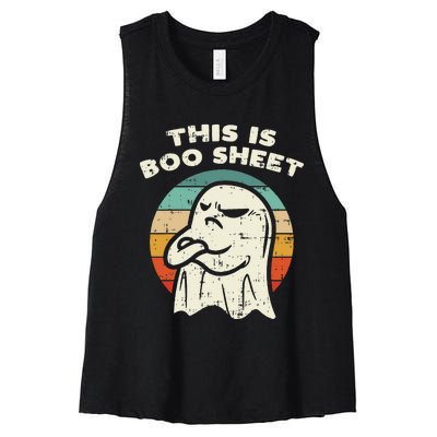 This Is Boo Sheet Ghost Retro Halloween Costume Women's Racerback Cropped Tank