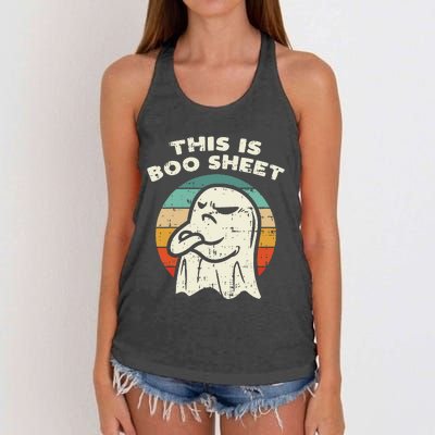 This Is Boo Sheet Ghost Retro Halloween Costume Women's Knotted Racerback Tank