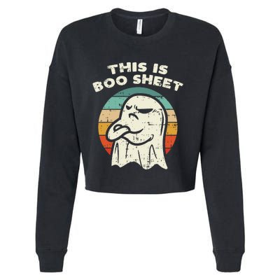 This Is Boo Sheet Ghost Retro Halloween Costume Cropped Pullover Crew