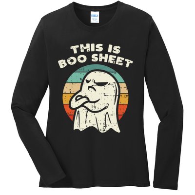 This Is Boo Sheet Ghost Retro Halloween Costume Ladies Long Sleeve Shirt