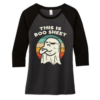 This Is Boo Sheet Ghost Retro Halloween Costume Women's Tri-Blend 3/4-Sleeve Raglan Shirt