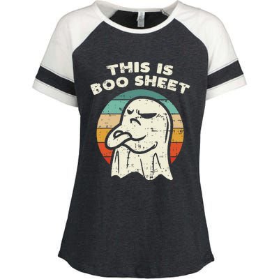 This Is Boo Sheet Ghost Retro Halloween Costume Enza Ladies Jersey Colorblock Tee