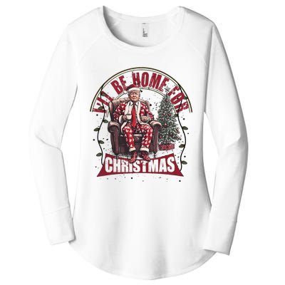 Trump ILl Be Home For Christmas Humorous Trump Christmas Women's Perfect Tri Tunic Long Sleeve Shirt