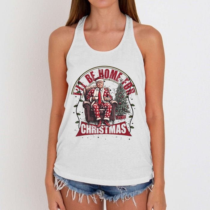 Trump ILl Be Home For Christmas Humorous Trump Christmas Women's Knotted Racerback Tank