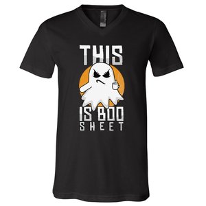 This Is Boo Sheet Trick Or Treat Funny Halloween V-Neck T-Shirt