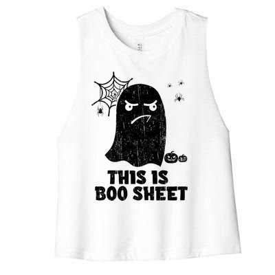 This Is Boo Sheet Ghost Retro Halloween Costume Gift Women's Racerback Cropped Tank