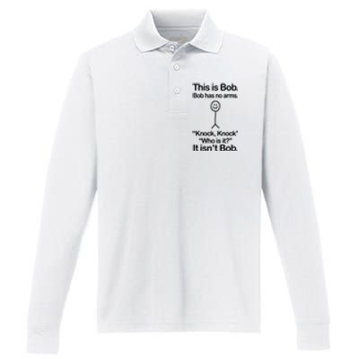 This Is Bob Knock Knock Funny Performance Long Sleeve Polo