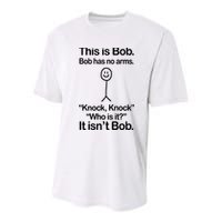 This Is Bob Knock Knock Funny Youth Performance Sprint T-Shirt