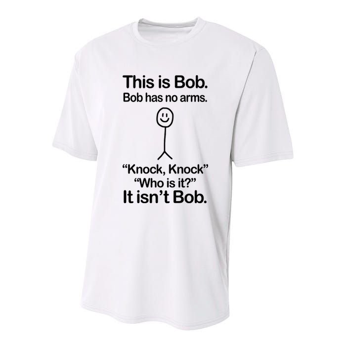 This Is Bob Knock Knock Funny Youth Performance Sprint T-Shirt