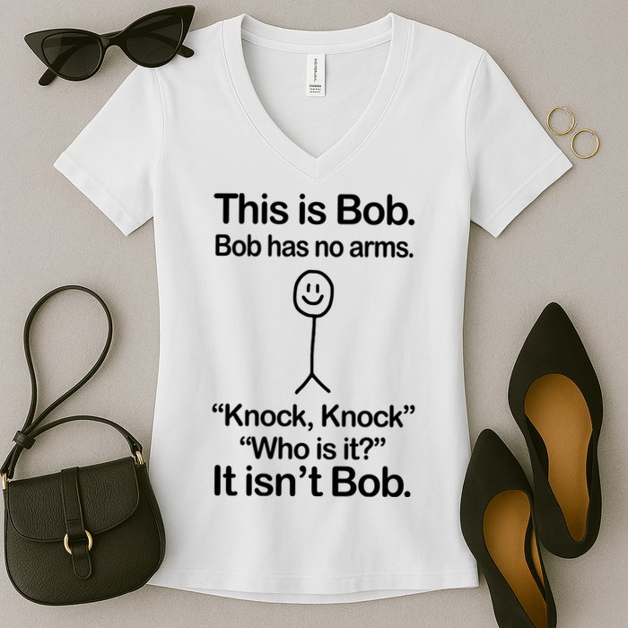 This Is Bob Knock Knock Funny Women's V-Neck T-Shirt