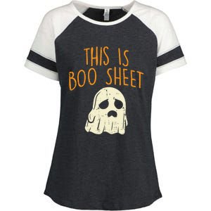 This Is Boo Sheet Sad Ghost Funny Pun Halloween Meaningful Gift Enza Ladies Jersey Colorblock Tee