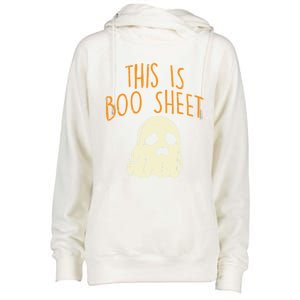 This Is Boo Sheet Sad Ghost Funny Pun Halloween Meaningful Gift Womens Funnel Neck Pullover Hood