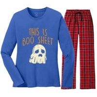 This Is Boo Sheet Sad Ghost Funny Pun Halloween Meaningful Gift Women's Long Sleeve Flannel Pajama Set 