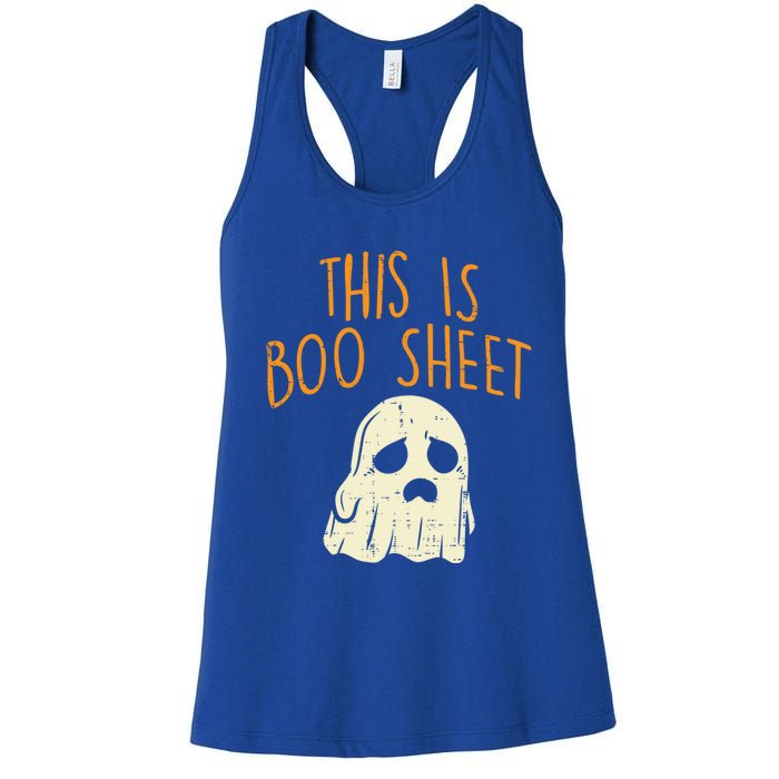 This Is Boo Sheet Sad Ghost Funny Pun Halloween Meaningful Gift Women's Racerback Tank