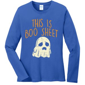 This Is Boo Sheet Sad Ghost Funny Pun Halloween Meaningful Gift Ladies Long Sleeve Shirt