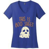 This Is Boo Sheet Sad Ghost Funny Pun Halloween Meaningful Gift Women's V-Neck T-Shirt