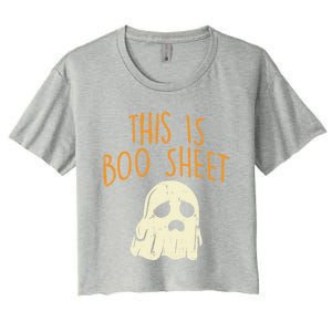 This Is Boo Sheet Sad Ghost Funny Pun Halloween Meaningful Gift Women's Crop Top Tee