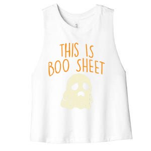 This Is Boo Sheet Sad Ghost Funny Pun Halloween Meaningful Gift Women's Racerback Cropped Tank