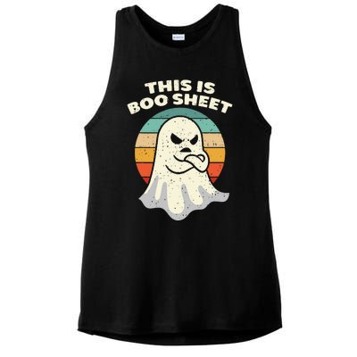 This Is Boo Sheet Ghost Retro Halloween Costume Ladies PosiCharge Tri-Blend Wicking Tank