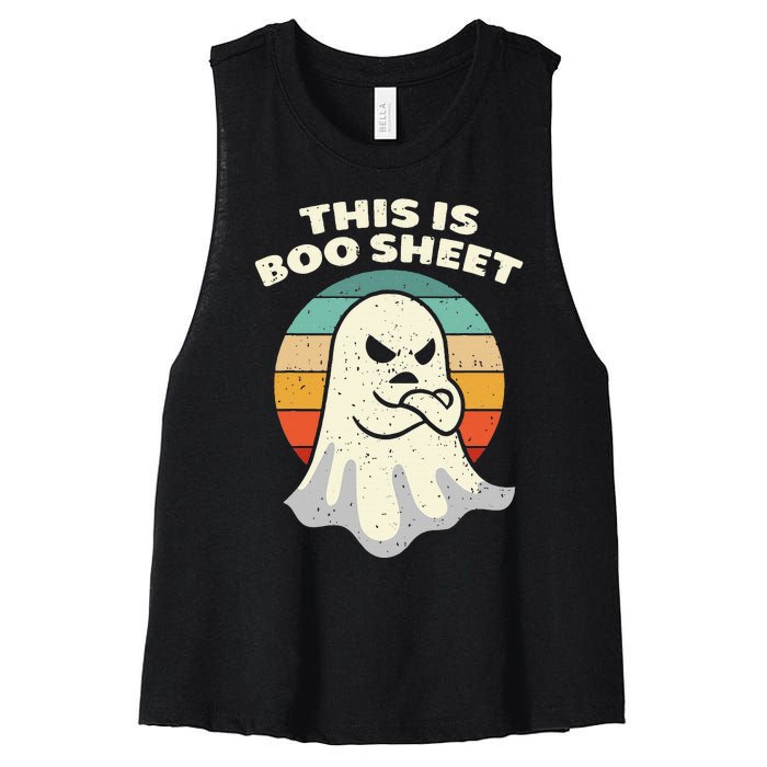 This Is Boo Sheet Ghost Retro Halloween Costume Women's Racerback Cropped Tank