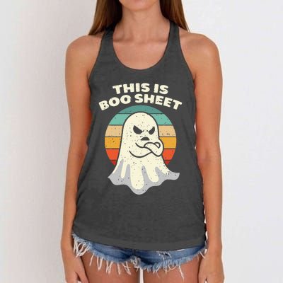 This Is Boo Sheet Ghost Retro Halloween Costume Women's Knotted Racerback Tank