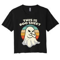 This Is Boo Sheet Ghost Retro Halloween Costume Women's Crop Top Tee