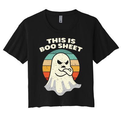 This Is Boo Sheet Ghost Retro Halloween Costume Women's Crop Top Tee