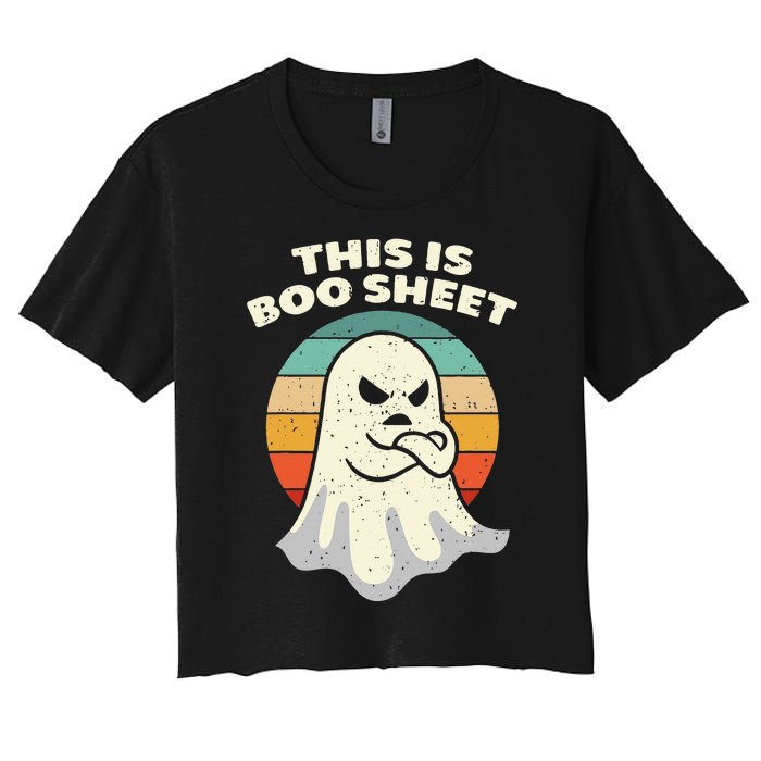 This Is Boo Sheet Ghost Retro Halloween Costume Women's Crop Top Tee