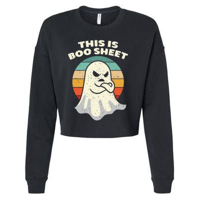 This Is Boo Sheet Ghost Retro Halloween Costume Cropped Pullover Crew