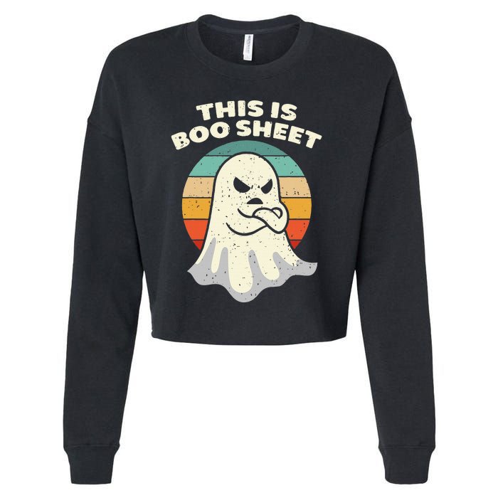 This Is Boo Sheet Ghost Retro Halloween Costume Cropped Pullover Crew